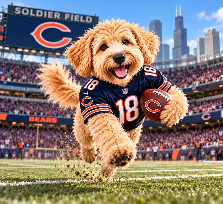 Whitney the Wheaten Terrier playing football